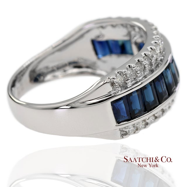 18K Solid White Gold Natural Diamond and Sapphire Ring Metal Type: 18K Solid White Gold Total Item Weight: 4.8 Grams Ring...