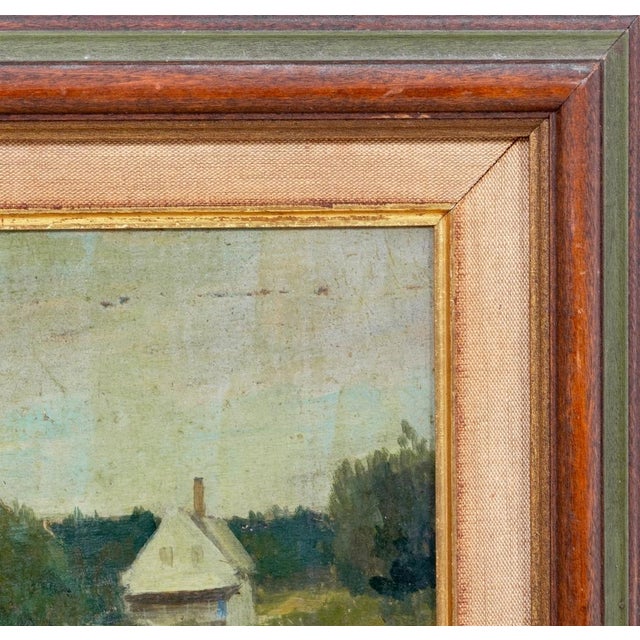 Impressionist Fishermen's Houses, Oil on Panel, 20th Century For Sale - Image 3 of 5