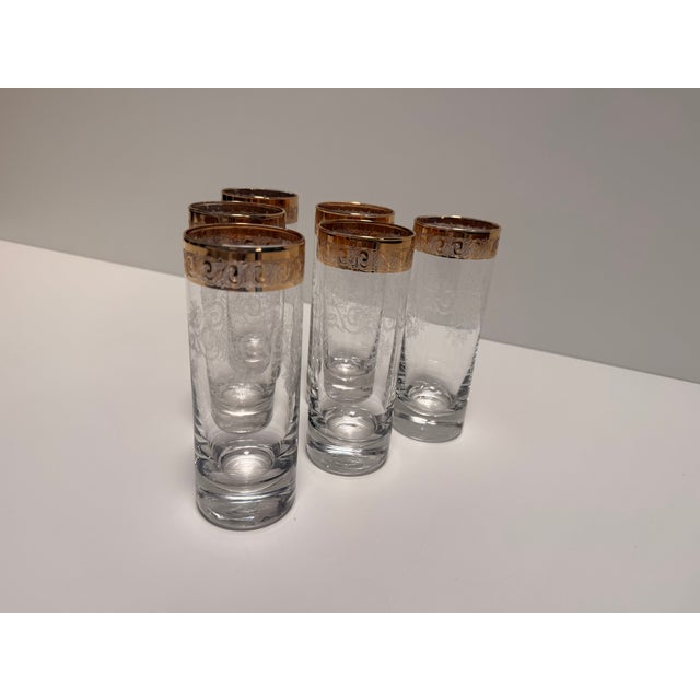 1970s Murano Glass Medici Gold Rim Long Drink Glass Set, 1970s, Set of 6 For Sale - Image 5 of 11