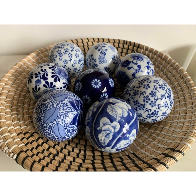 Hand Painted Blue and White Ceramic Balls Set of 8 Chairish