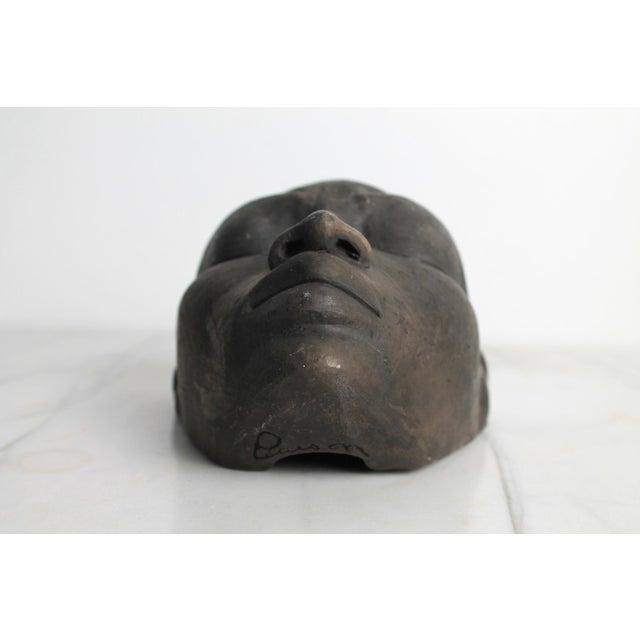 Late 20th Century Gene Pearson Signed Non-Glazed Ceramic African Female Mask For Sale - Image 5 of 10