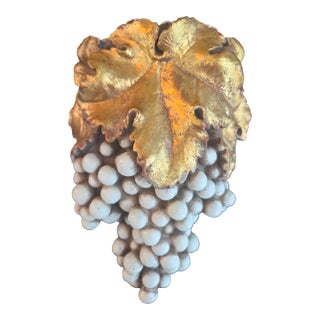 Hollywood Regency 1940s Gold Grapevine Wall Pocket For Sale