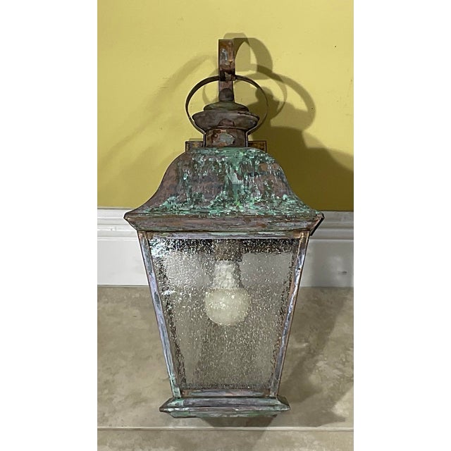 Single Vintage Solid Brass Wall Lantern For Sale - Image 9 of 9