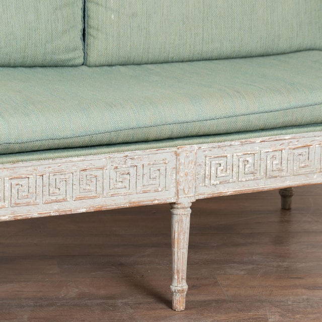 Gray 19th Century Swedish Gustavian Gray Painted Bench Settee For Sale - Image 8 of 13