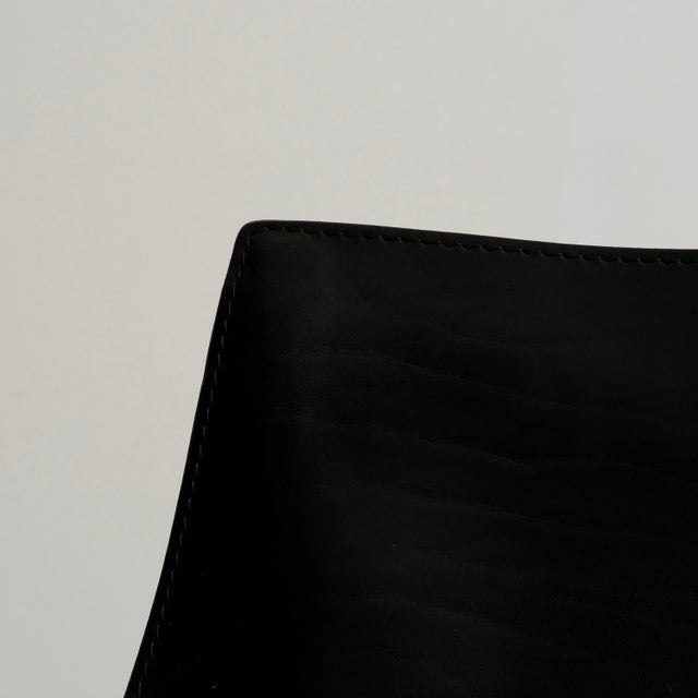 Vintage Cab Dining Chairs in Black Leather by Mario Bellini for Cassina, 1977, Set of 5 For Sale - Image 12 of 18