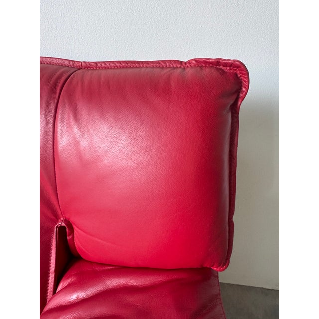 1990s Vintage Postmodern Nicoletti Salotti–Style Italian Red Leather Sofa/ Sold For Sale - Image 5 of 11