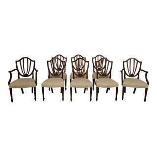 Set of 8 Baker Shield Back Mahogany Dining Room Chairs For Sale
