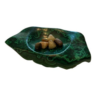 Chunk of Natural Green Malachite - Paperweight or Decorative Vanity Dish For Sale