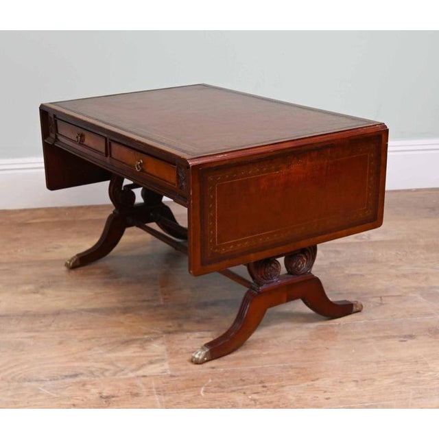 Regency Revival Coffee Table in Drop Leaf Mahogany For Sale - Image 4 of 6