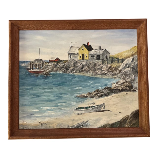 1960s Modern American Seascape Oil Painting, Framed For Sale