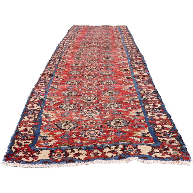 English Antique Persian Mashhad Rug, 03'05 X 12'01 For Sale - Image 3 of 10