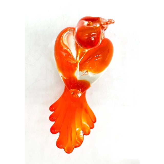 Orange & Clear Murano Sommerso Glass Bird – 20th Century – Italian Modern / Collectible Glass For Sale - Image 9 of 10