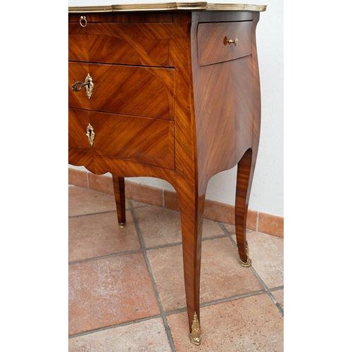 Antique French Napoleon III Bedside Table in Exotic Wood, Late 19th Century For Sale - Image 3 of 7