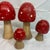 Mid-Century Modern Set of 5 Red and White Carved Folk Art Mushrooms For Sale - Image 3 of 8