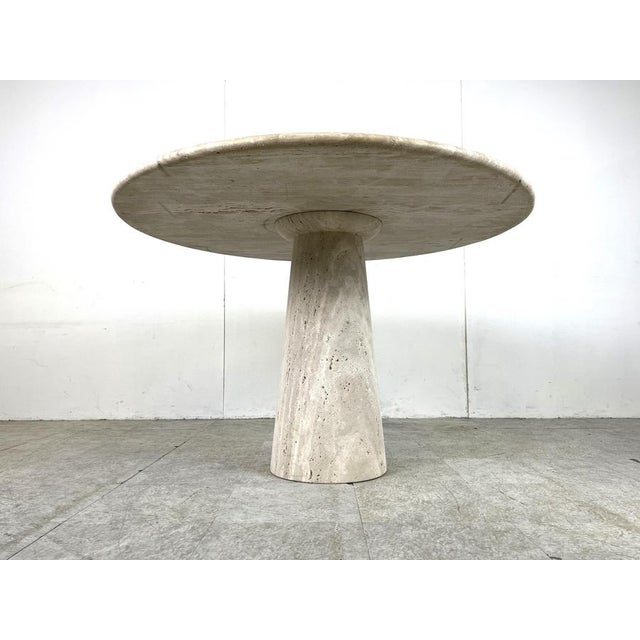 Beige Travertine Dining Table in the style of Angelo Mangiarotti, 1970s For Sale - Image 8 of 11
