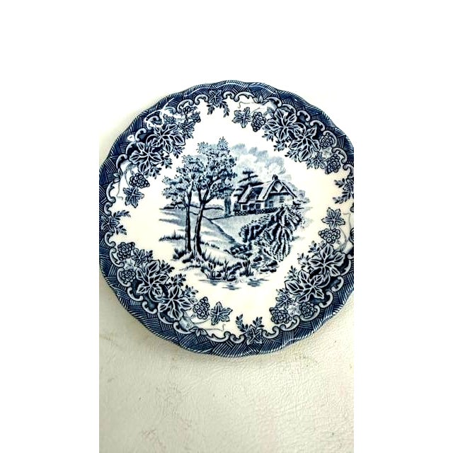 Late 20th Century Churchill the Brook Blue White Dessert Plates Saucers 2pc Fine China Pair 4803b For Sale - Image 10 of 14
