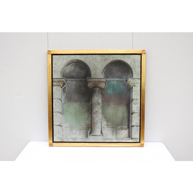 Realism 1990 Angel Busca Architectural Artwork Tempera and Oil on Board, One-of-a-Kind For Sale - Image 3 of 18