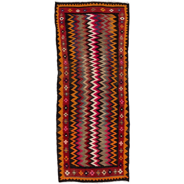 Mid-20th Century Turkish Kilim Multicolor Handmade Geometric Wool Rug For Sale - Image 10 of 10
