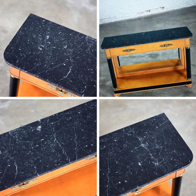 1995 Biedermeier Neoclassic Revival & Empire Style Thomasville Grand Classics Console or Sofa Table W/Black Marble Top For Sale - Image 11 of 12