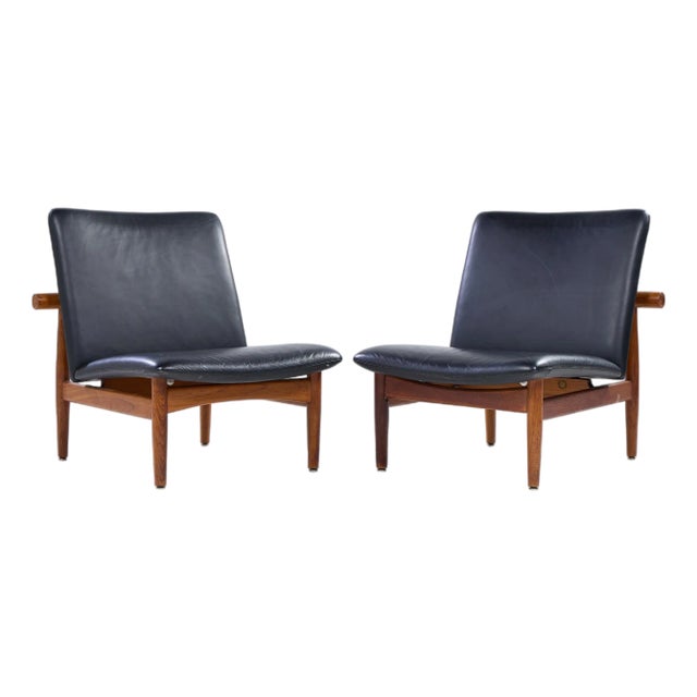 Finn Juhl for France and Sons Fd137 Mid Century Danish Teak Japan Lounge Chairs - Pair For Sale