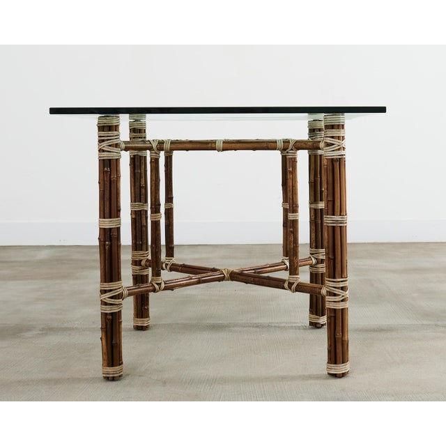 Contemporary McGuire Organic Modern Bamboo Glass Breakfast Dining Table For Sale - Image 3 of 12