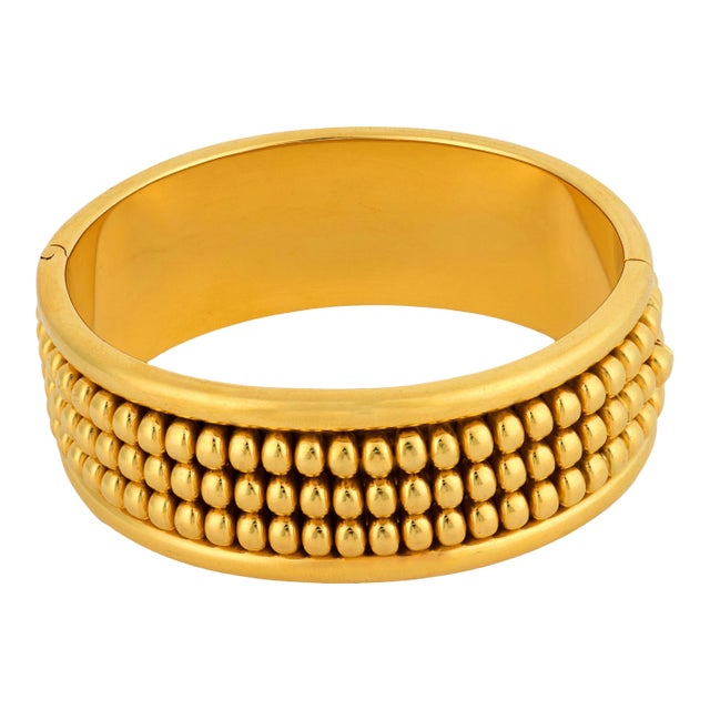 1980s Chaumet French 18k Yellow Gold Abacus Bangle For Sale