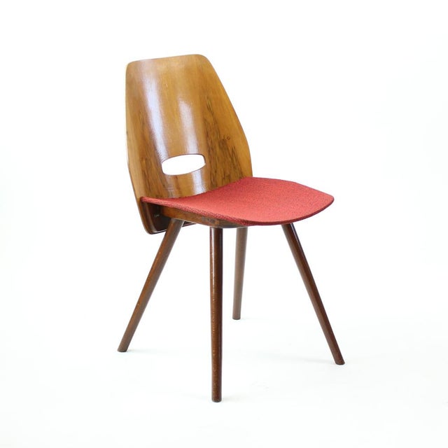 Wood Walnut Veneer Dining Chairs by František Jirák for Tatra, 1960s, Set of 4 For Sale - Image 7 of 14