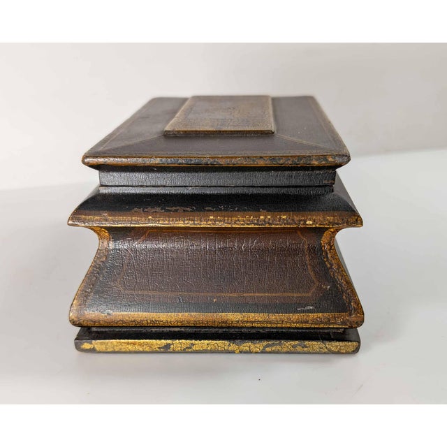 Wood 19th Century English Regency Egyptian Revival Sarcophagus Form Japanned Box For Sale - Image 7 of 16