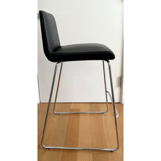 Rolf Benz Rolf Benz 626 Sinus Black Leather Skid Bar Stool Designed by Kai Stania For Sale - Image 4 of 11