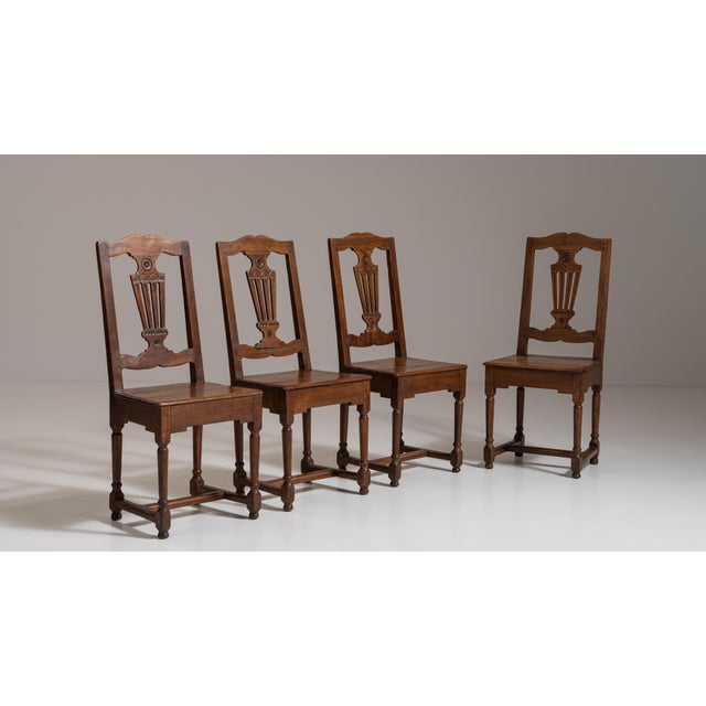 Set of Four 19th Century French Chestnut Brown Eclectic Dining Chairs For Sale - Image 9 of 15