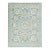 Room Size Blue Modern Oushak Style Wool Rug With Rosette Motif For Sale