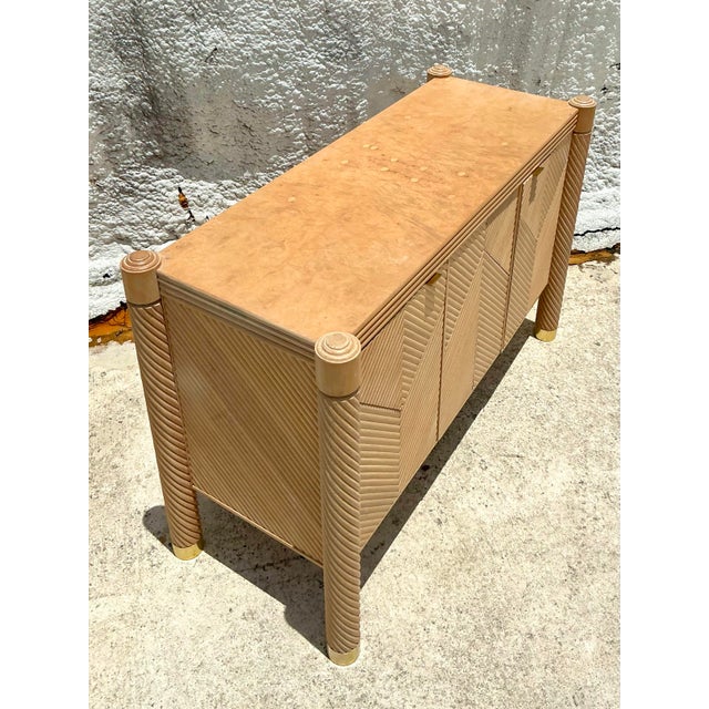 Vintage Boho Chevron Rattan Credenza For Sale - Image 12 of 12