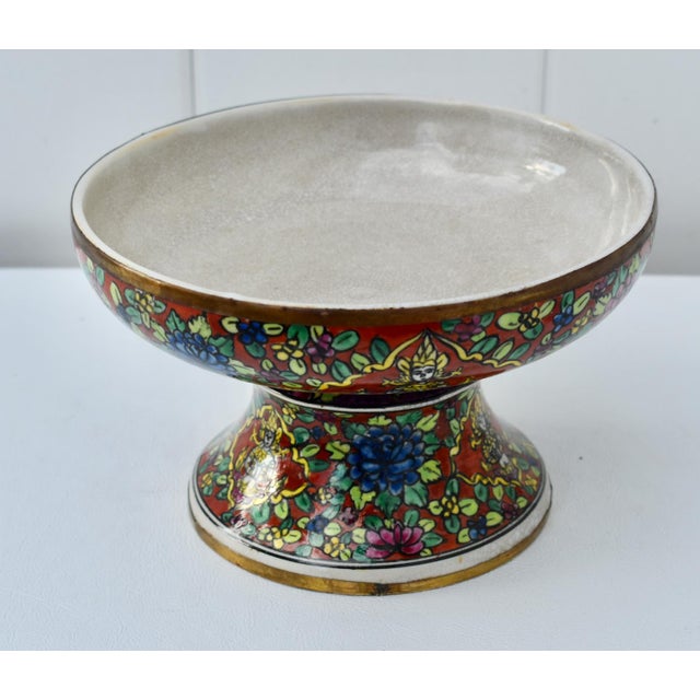 Vtg. Thia Benjarong Enamel Painted Ceramic Bowl W/Brass Rim For Sale - Image 11 of 18