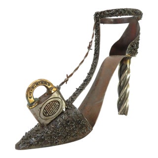 Steampunk "Steel Toe Stilettos" by Micki Voorhies ~ Recycled Metal Art Sculpture For Sale