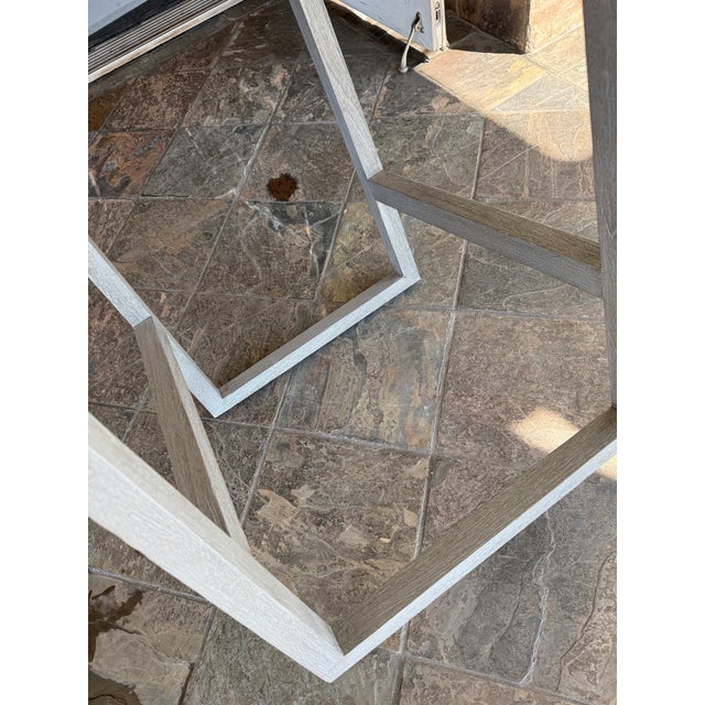 Restoration Hardware Aegean Teak Wood Counter Stools, Pair For Sale - Image 9 of 12