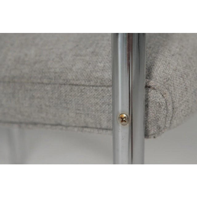 1970s Mid-Century Modern Grey Linen Chrome Tube Armchairs - a Pair For Sale - Image 9 of 10