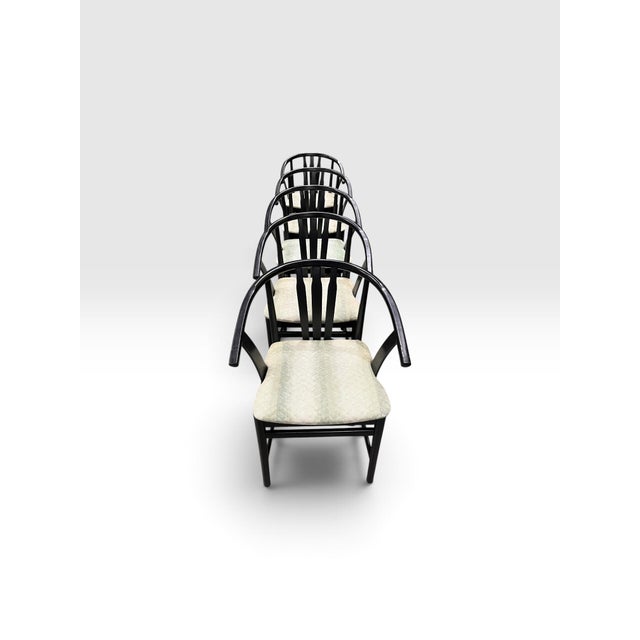Wood Set of Five Vintage Hungarian Black Lacquer Bentwood Armchairs For Sale - Image 7 of 12