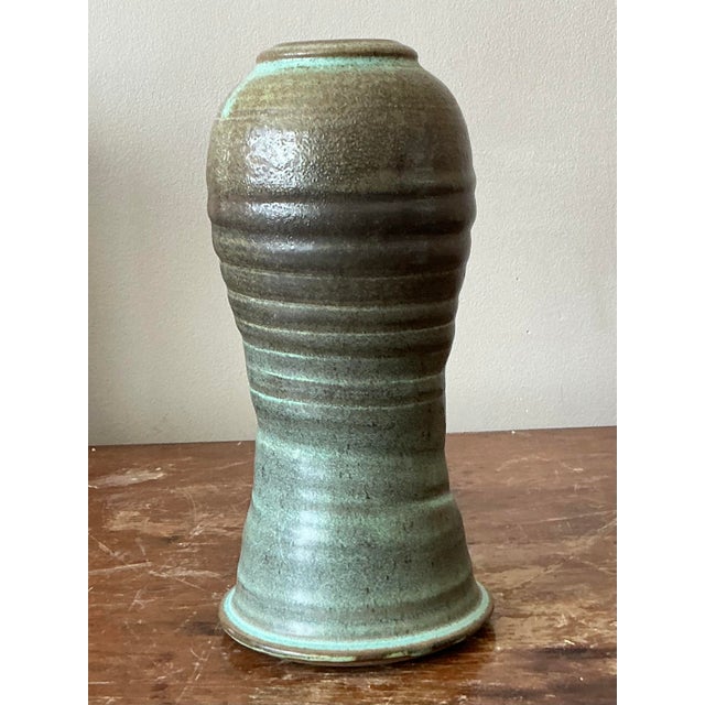 Mid-Century Modern Vintage Boho Studio Pottery Vase For Sale - Image 3 of 9