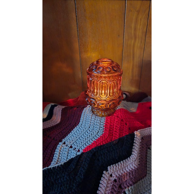 Amber Vintage Candlelight Lamp Amber Glass For Sale - Image 8 of 8