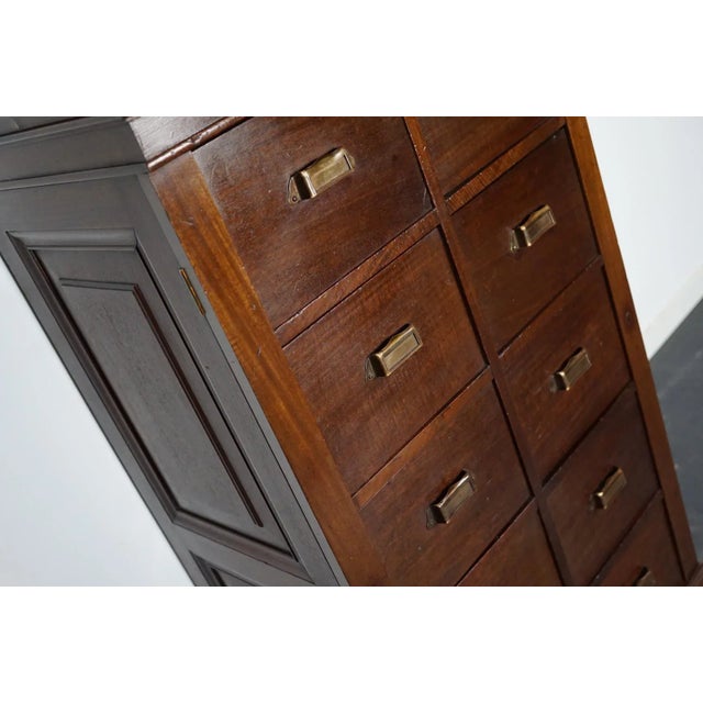 Industrial Dutch Mahogany Bank of Drawers, 1930s For Sale - Image 3 of 18