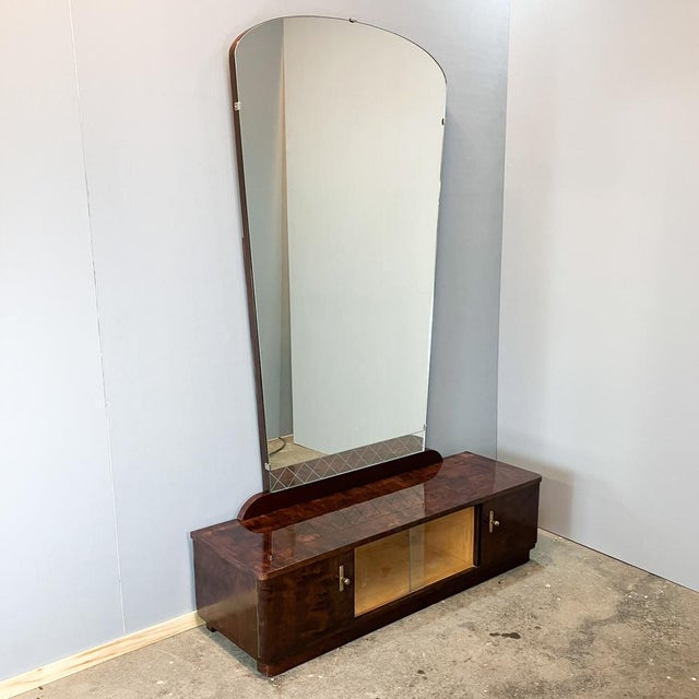 Mirror Dresser in Stained Flamed Birch, 1950s For Sale - Image 9 of 9