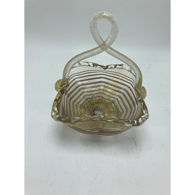 Glass Vintage Venetian Glass Basket For Sale - Image 7 of 11