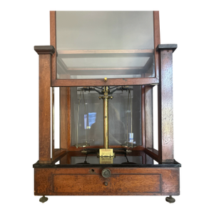 Antique Eimer & Amend Analytical Balance in Mahogany and Brass Case — New York, c.1900