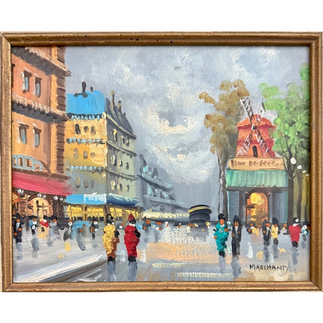 Painting O/C Mid-Century French Impressionist Street Scene, Montmartre — Jacques Marchand (B. 1932) For Sale In Las Vegas - Image 6 of 6