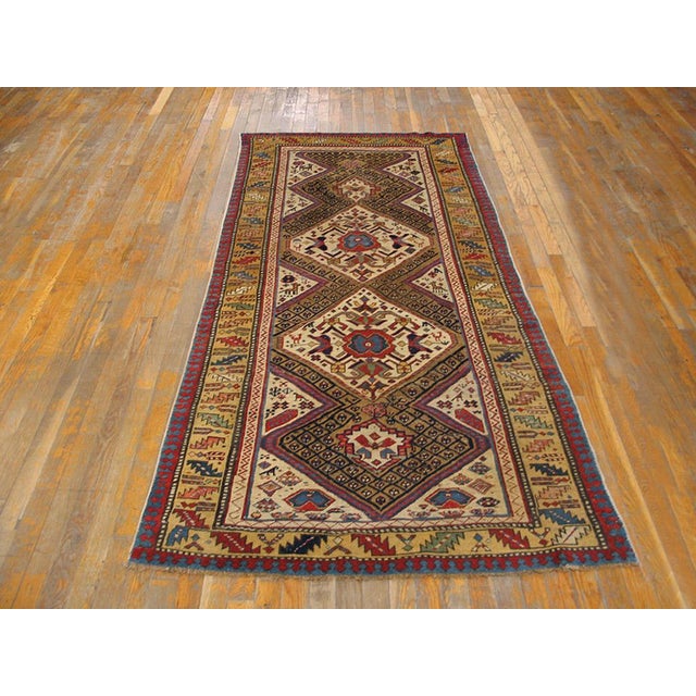 Antique Caucasian rug. Size: 3'8" x 7'9". Antique Caucasian Caucasian Multicolor 1870s Rug, Circa Date: 1870s. This...