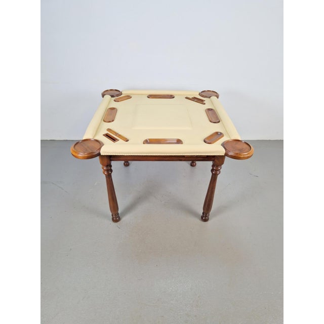 Wood Game Table in Walnut and Leather from Valenti, Spain, 1970s For Sale - Image 7 of 18