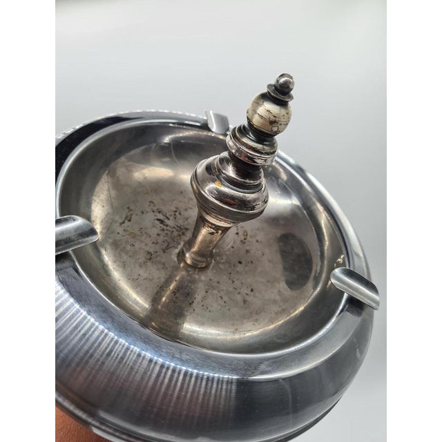 1930s Art Deco Modernist Freestanding Ashtray in Nickel-Plated Metal, 1950 For Sale - Image 5 of 11