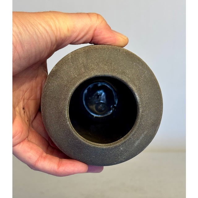 2020s Brown Vase With Textured Glaze Detail For Sale - Image 5 of 5