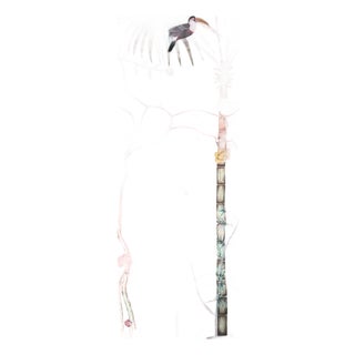 Hand-Painted Chinoiserie Tropical Botanical Mural on Edo Xuan Paper – 1 Panel 48"x96" For Sale