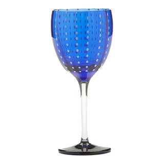 Zafferano Perle Wine Goblet (Set of 2) - Cobalt Blue For Sale